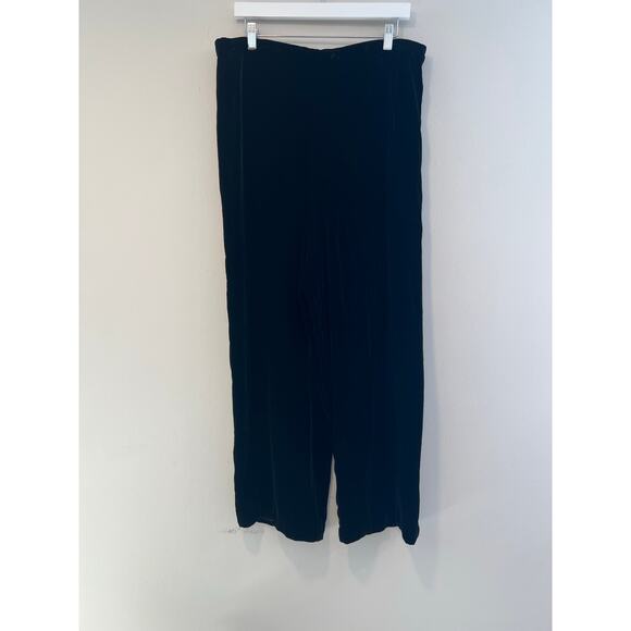 Talbots Rayon & Silk Velvet Leisure Cocktail Pants Wide Leg Black Size 12 SG - Picture 1 of 8